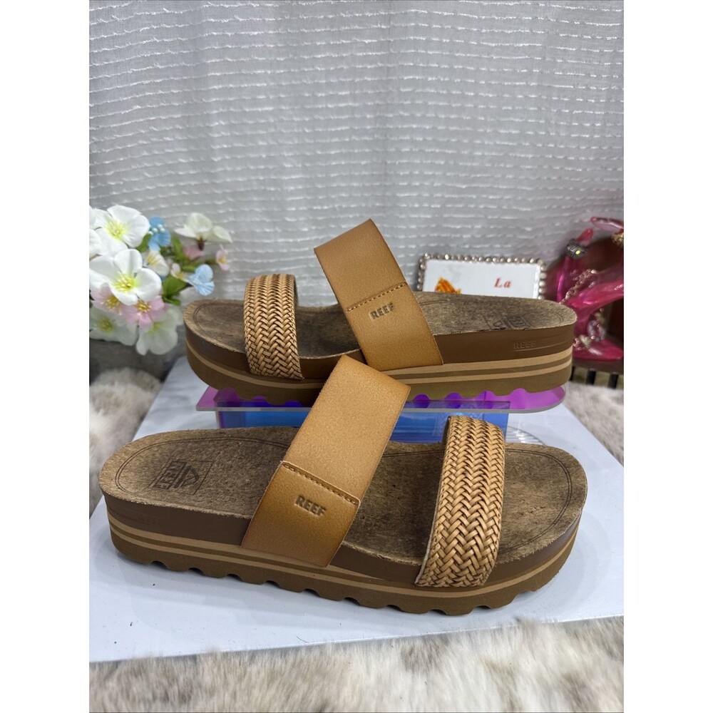 (S1) Reef Cushion Vista Hi Sandals Natural Braid womens, Sz 9
